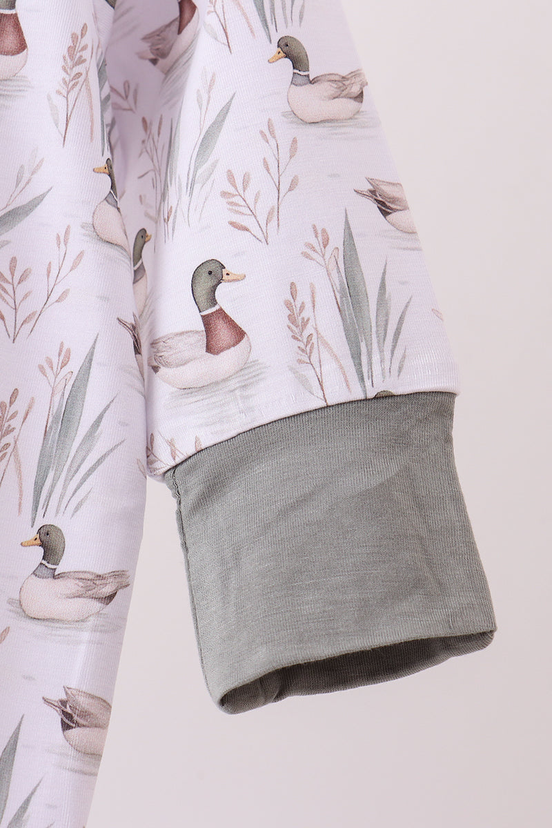 Premium green mallard print bamboo romper
