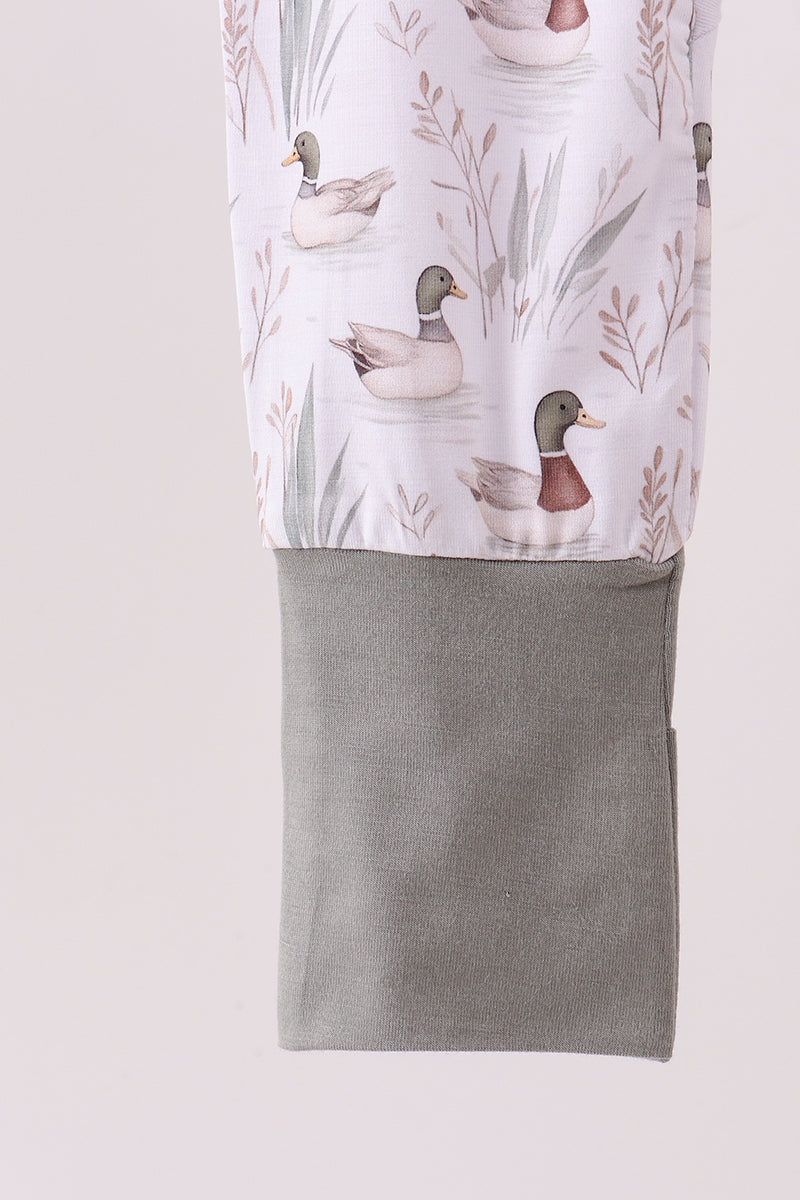Premium green mallard print bamboo romper