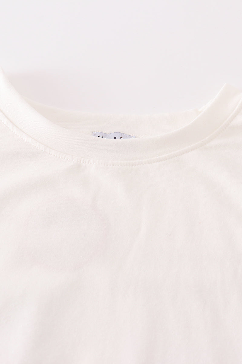 White merry christmas french knot women top