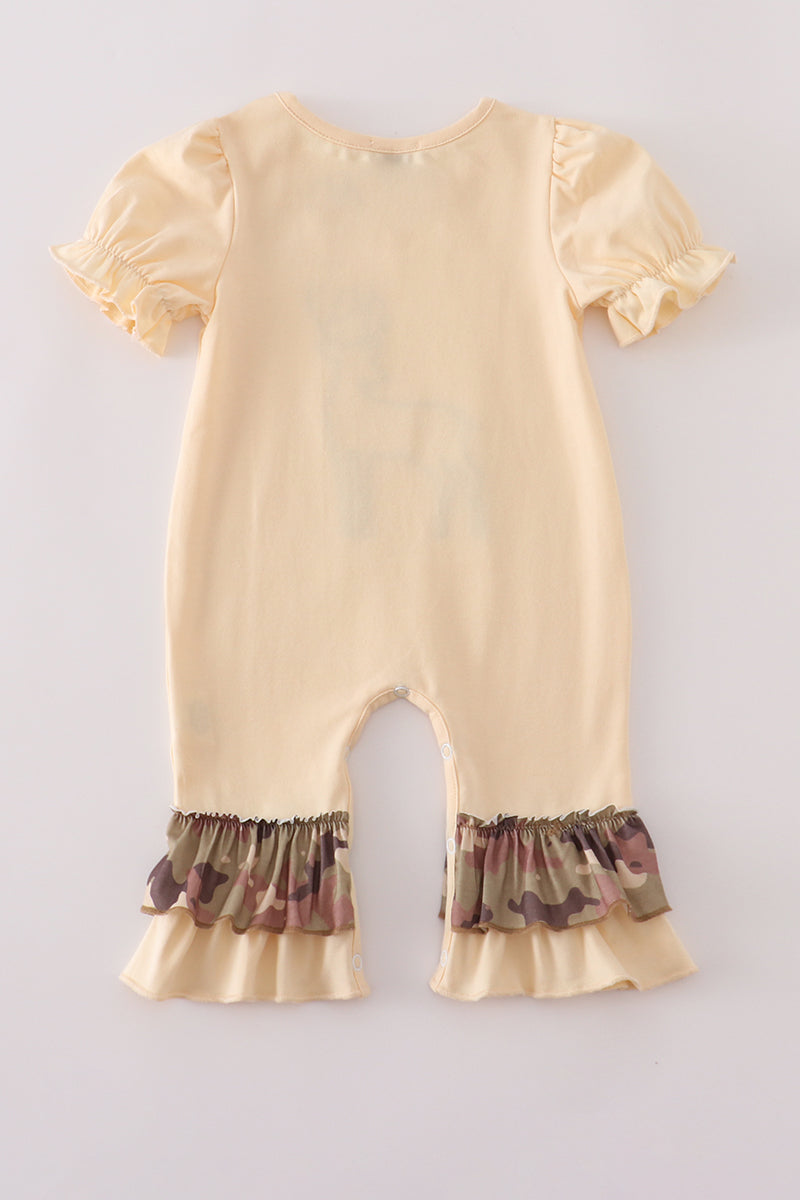 Camouflage deer applique ruffle romper