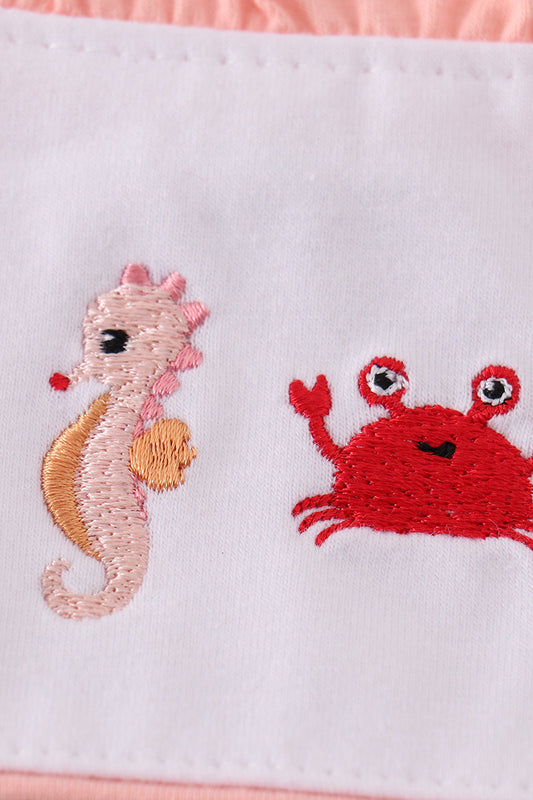 Marine creature embroidery stripe bubble