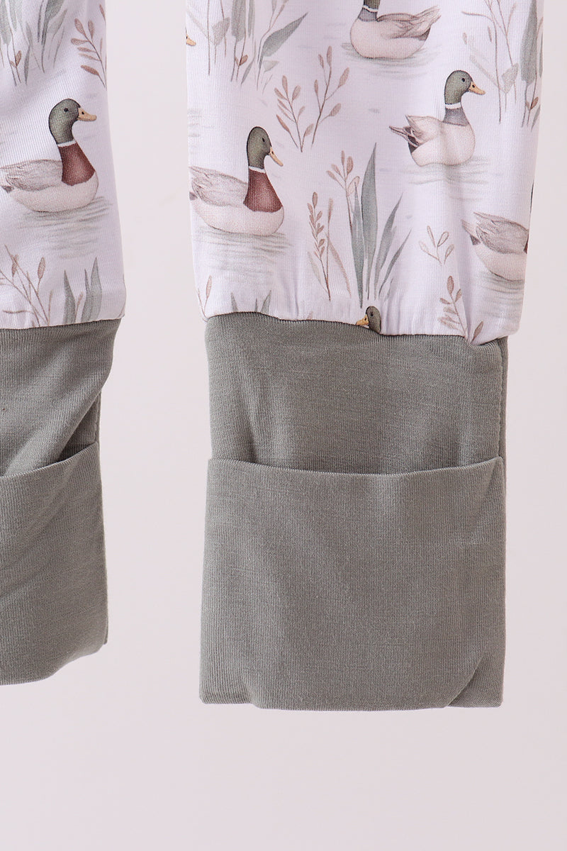 Premium green mallard print bamboo romper