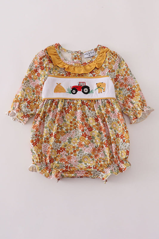 Highland cow embroidery ruffle bubble