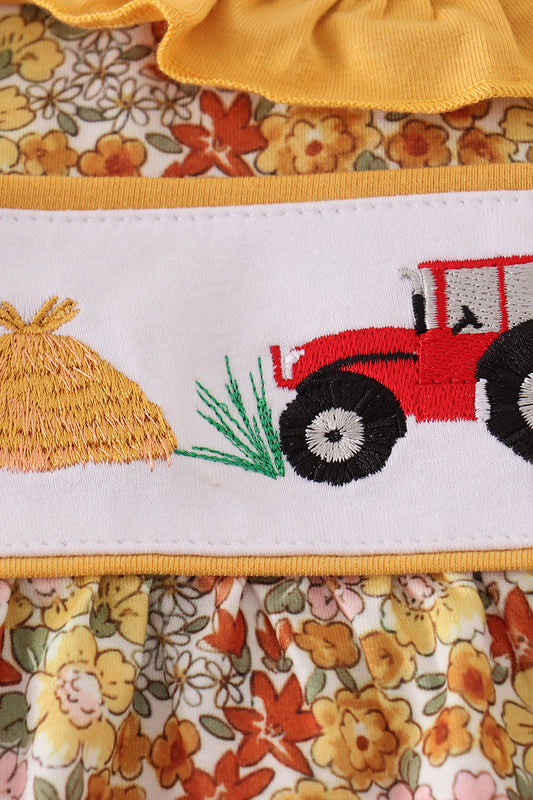 Highland cow embroidery ruffle bubble