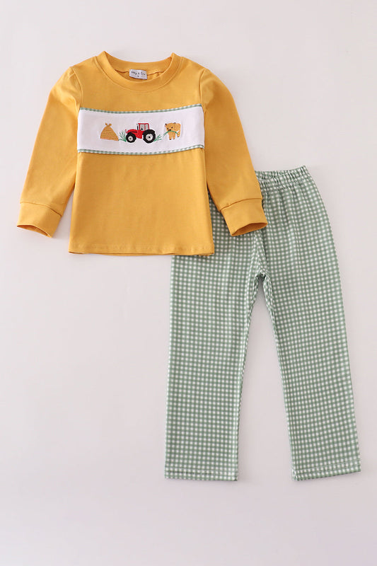 Highland cow embroidery pants set