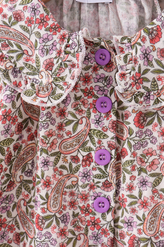Purple floral ruffle bloomer set